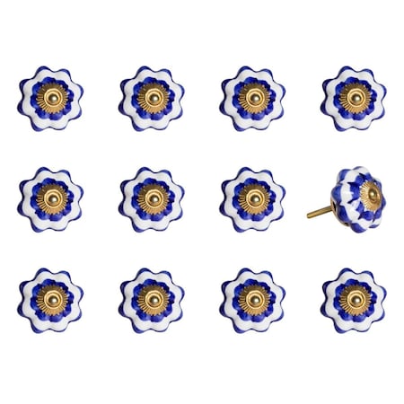 Decoracion K000014 Knob It - White Blue & Gold, 12PK DE3097407